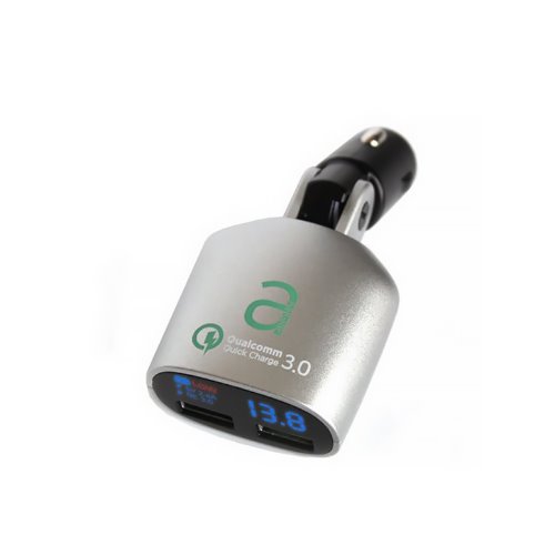 2x 터보 USB 차량용 충전 모니터 Q3 / 듀얼 USB포트 / 퀄컴 퀵 차지 고속충전 / 태블릿 충전 가능 / 차량 배터리 모니터